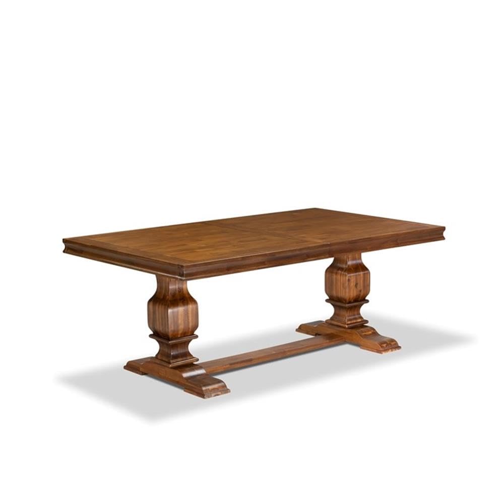 9-Piece Acacia Wood Dining Table Set with 8 Faux Leather Chairs F847