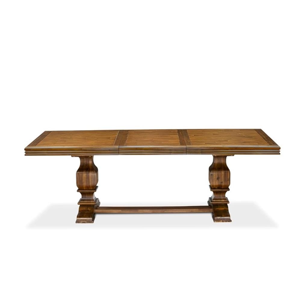 9-Piece Acacia Wood Dining Table Set with 8 Faux Leather Chairs F847