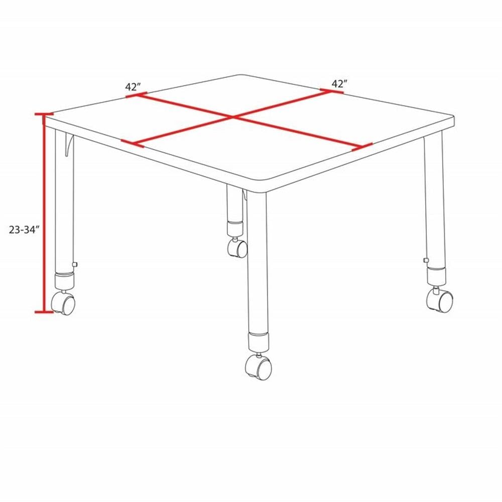 Square Mobile Table & 4 Stack Chairs D285