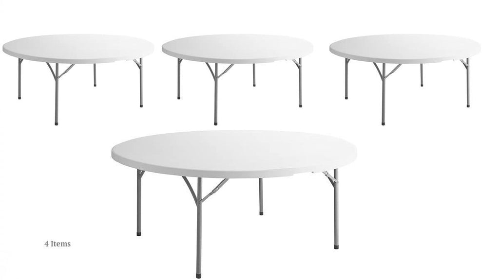 White 6-ft Plastic Folding Round Table V7181