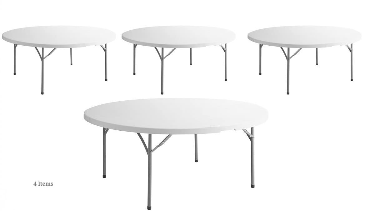 White 6-ft Plastic Folding Round Table V7181
