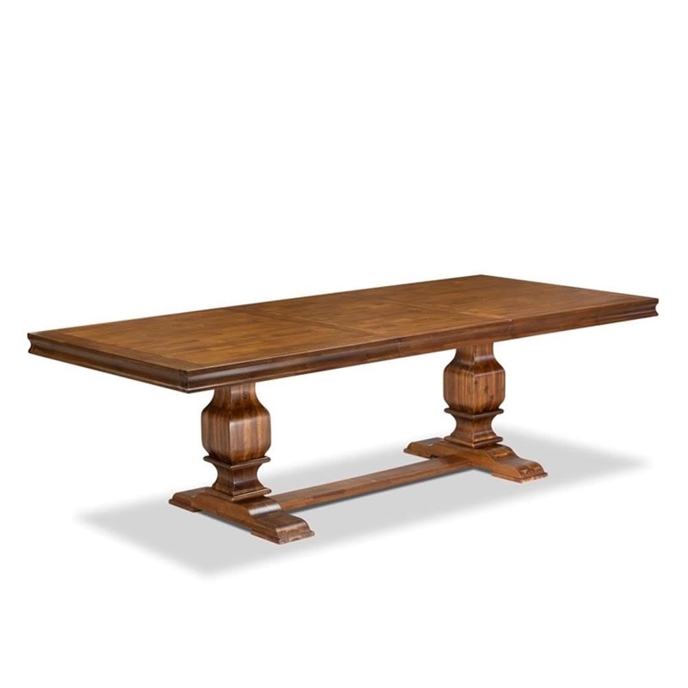 9-Piece Acacia Wood Dining Table Set with 8 Faux Leather Chairs F847