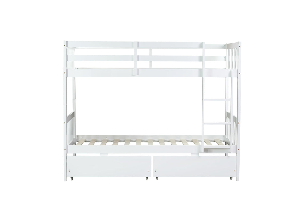 Twin Over Twin Bunk Bed with Storage J629