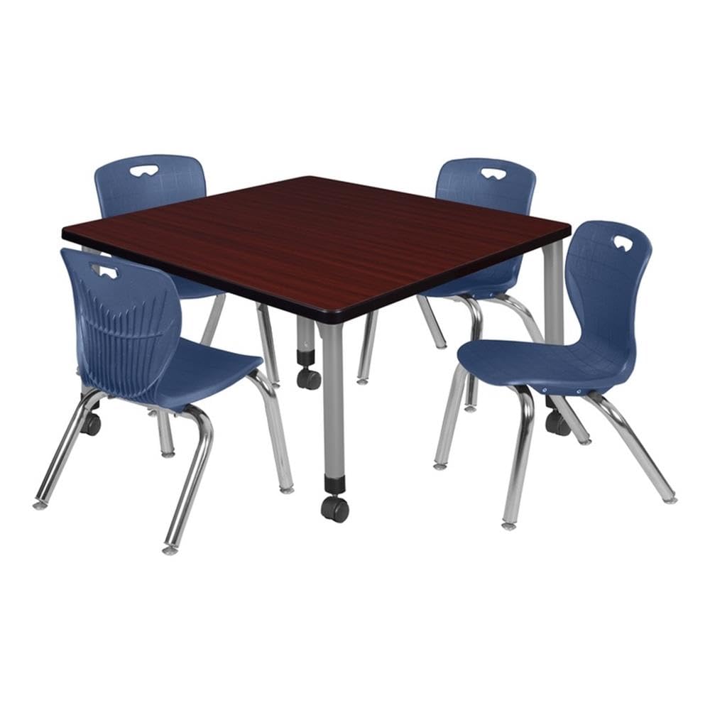 Square Mobile Table & 4 Stack Chairs D285
