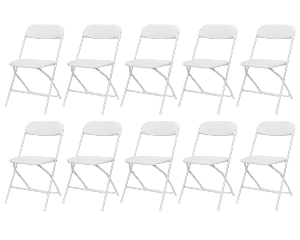 White Plastic Folding Chairs, 10 Pack N276338