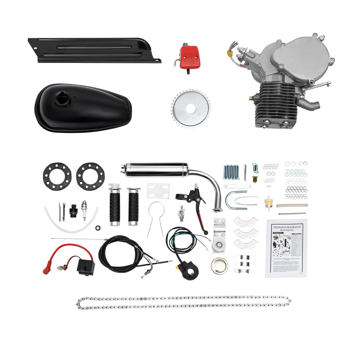 2-Stroke Bicycle Engine Motor Kit with CDI Ignition and 44-Tooth Sprocket A5363