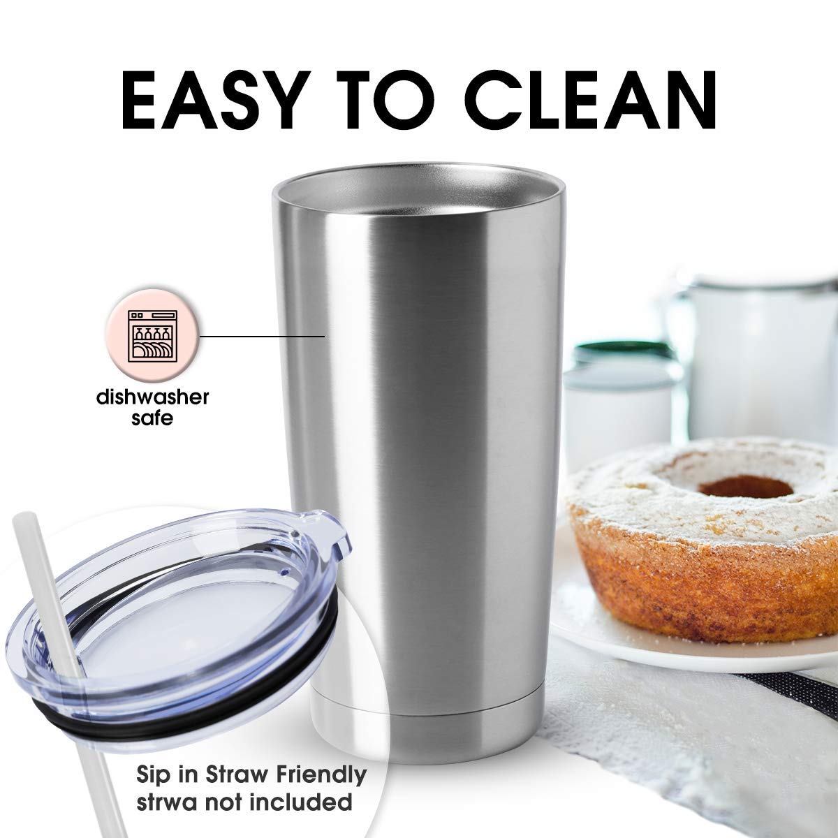 20oz Stainless Steel Insulated Tumblers with Lid Pack N235873