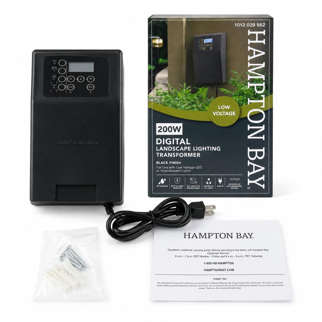 200W Low Voltage Landscape Lighting Transformer Black R30413