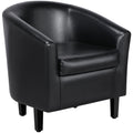 Black Faux Leather Barrel Accent Chairs A8782
