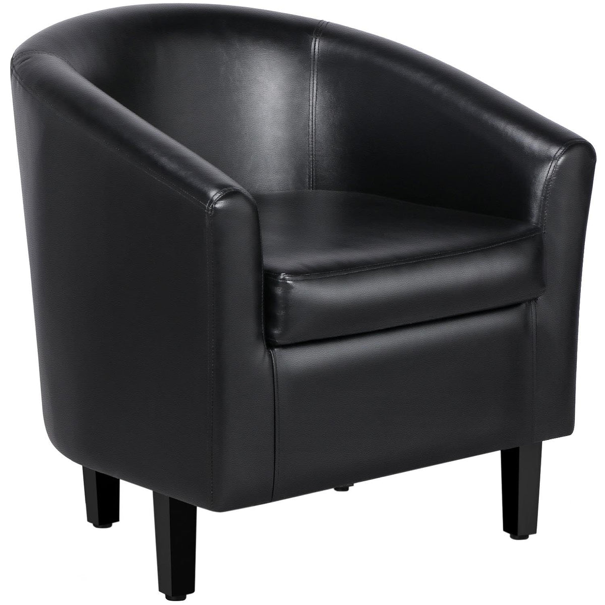 Black Faux Leather Barrel Accent Chairs A8782