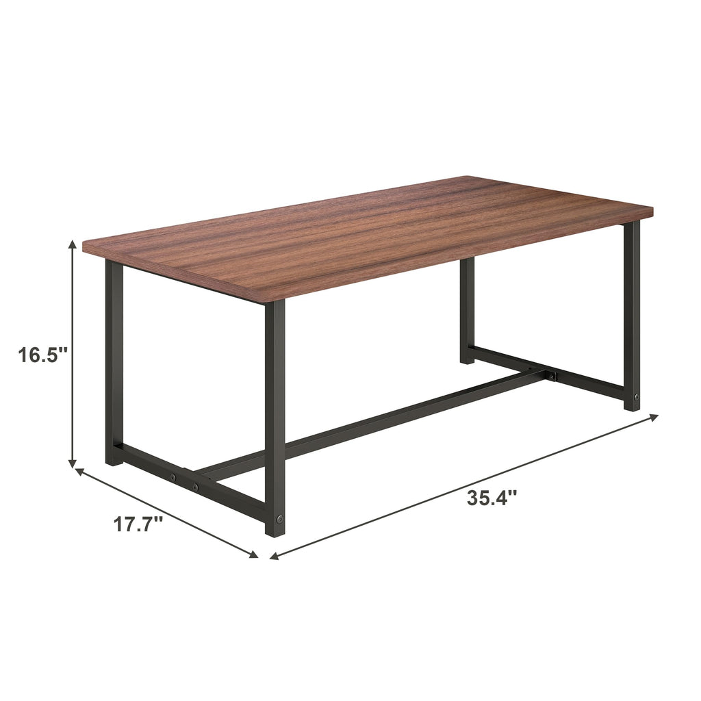 Walnut Rectangular Wood Coffee Table with Metal Frame K80296