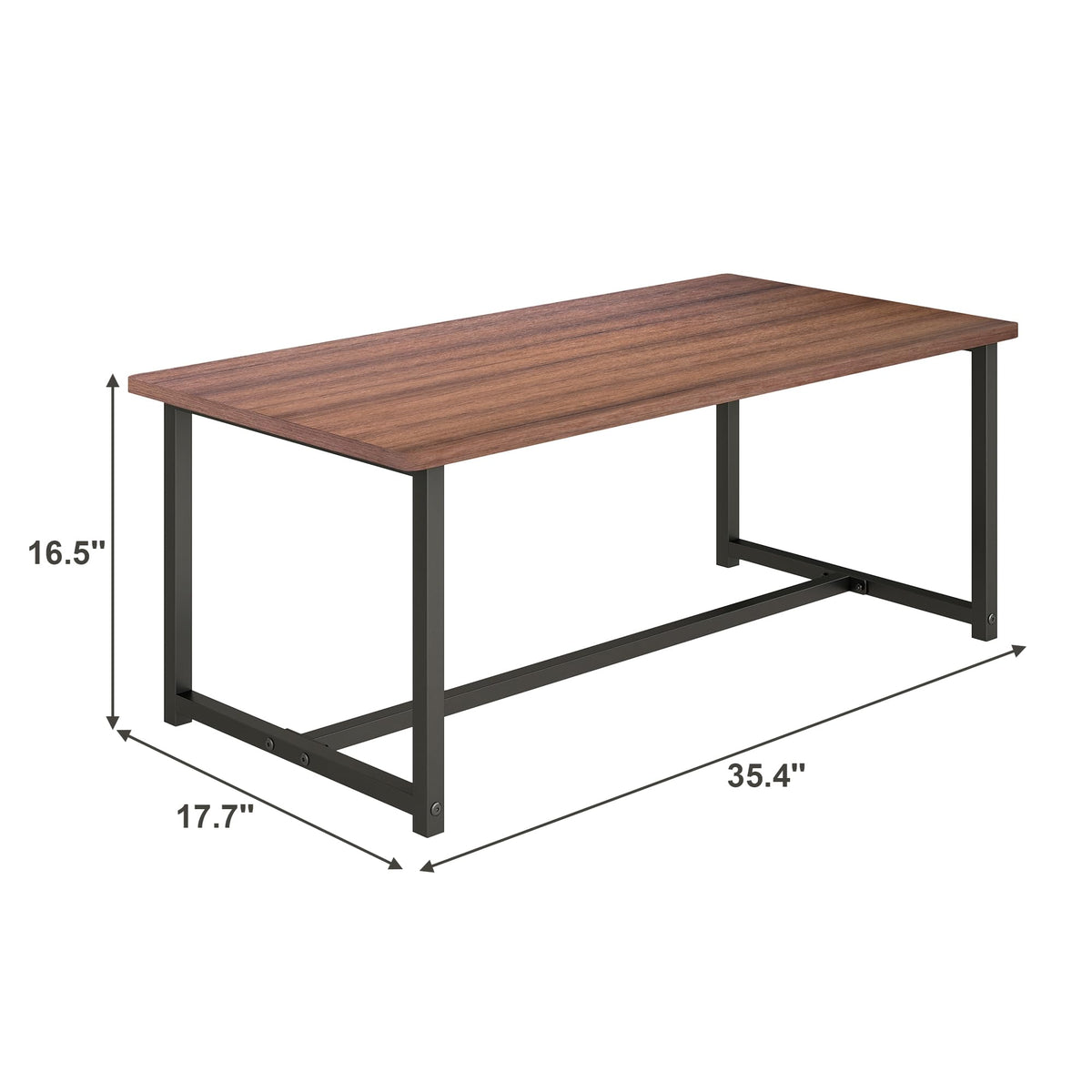 Walnut Rectangular Wood Coffee Table with Metal Frame K80296
