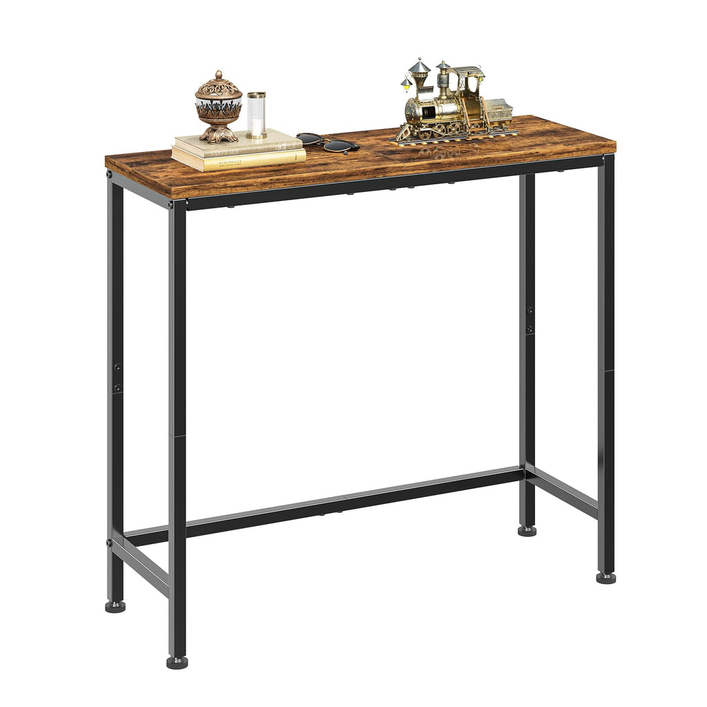 Narrow Side Table, 29.8" Console Table, Rustic Brown H657310