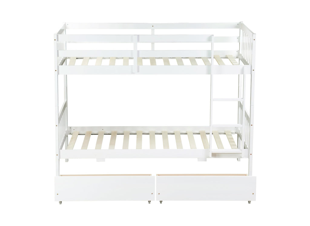 Twin Over Twin Bunk Bed with Storage J629