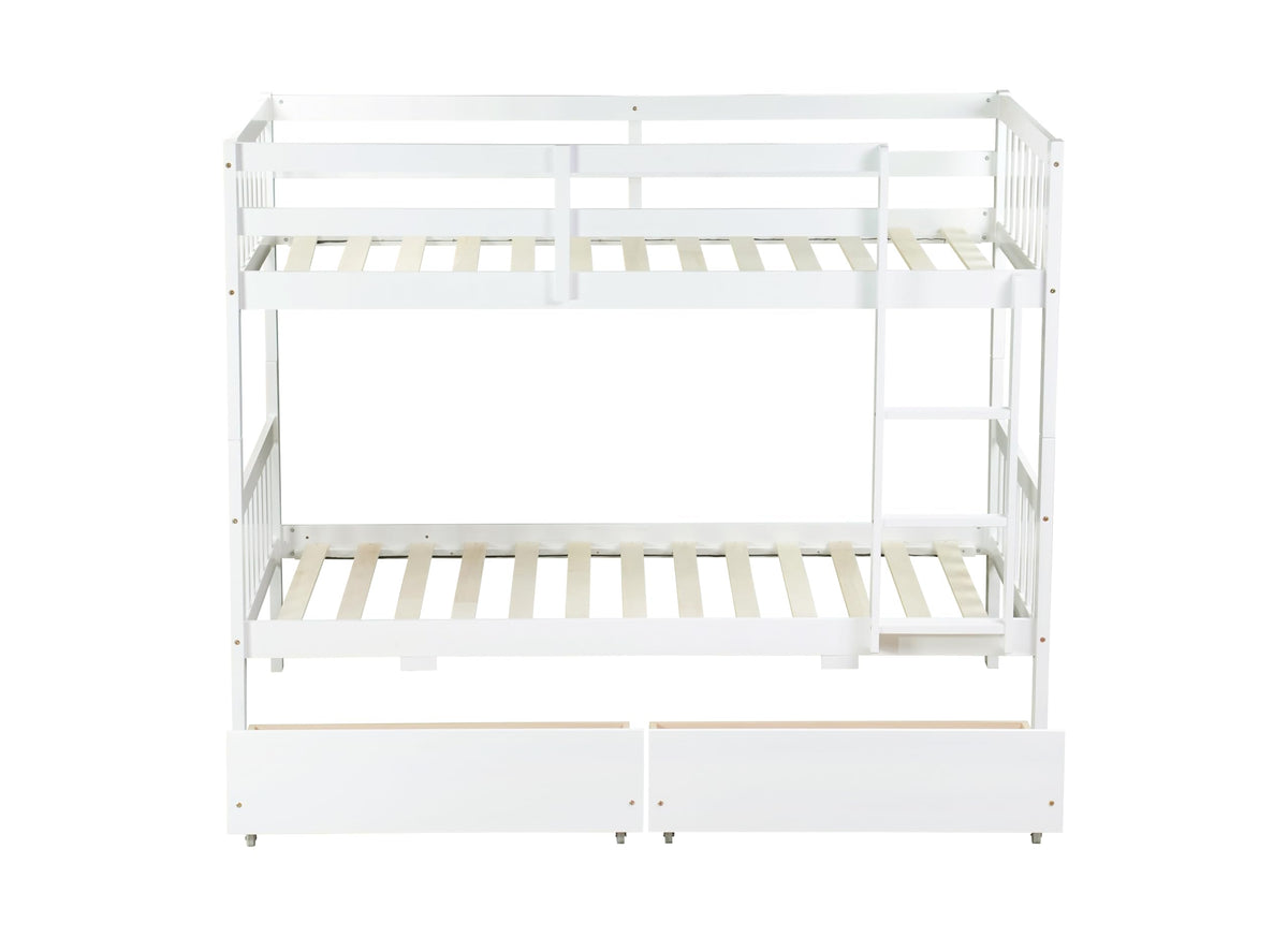 Twin Over Twin Bunk Bed with Storage J629