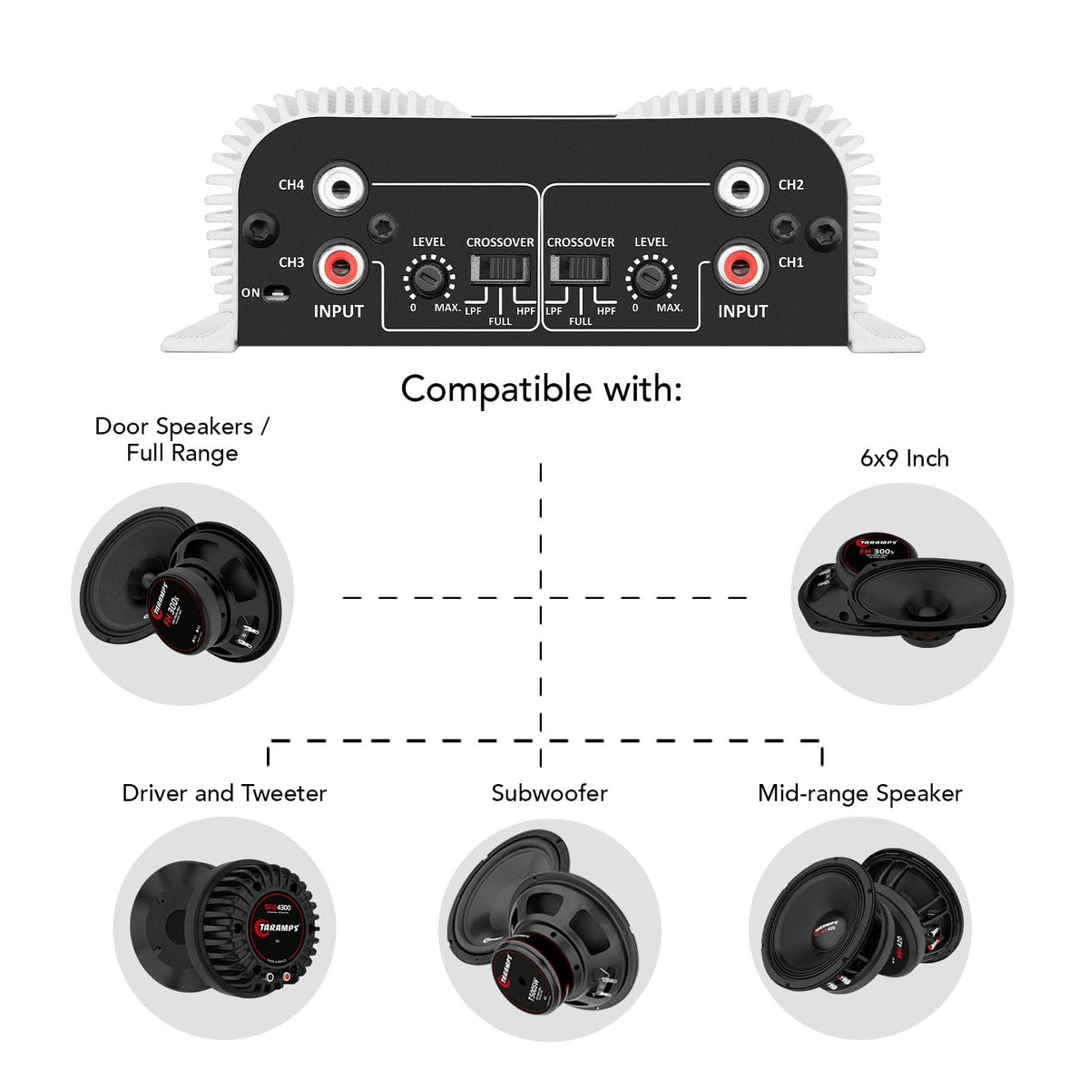 400 watts RMS 4 Channels Car Audio Amplifier L1459