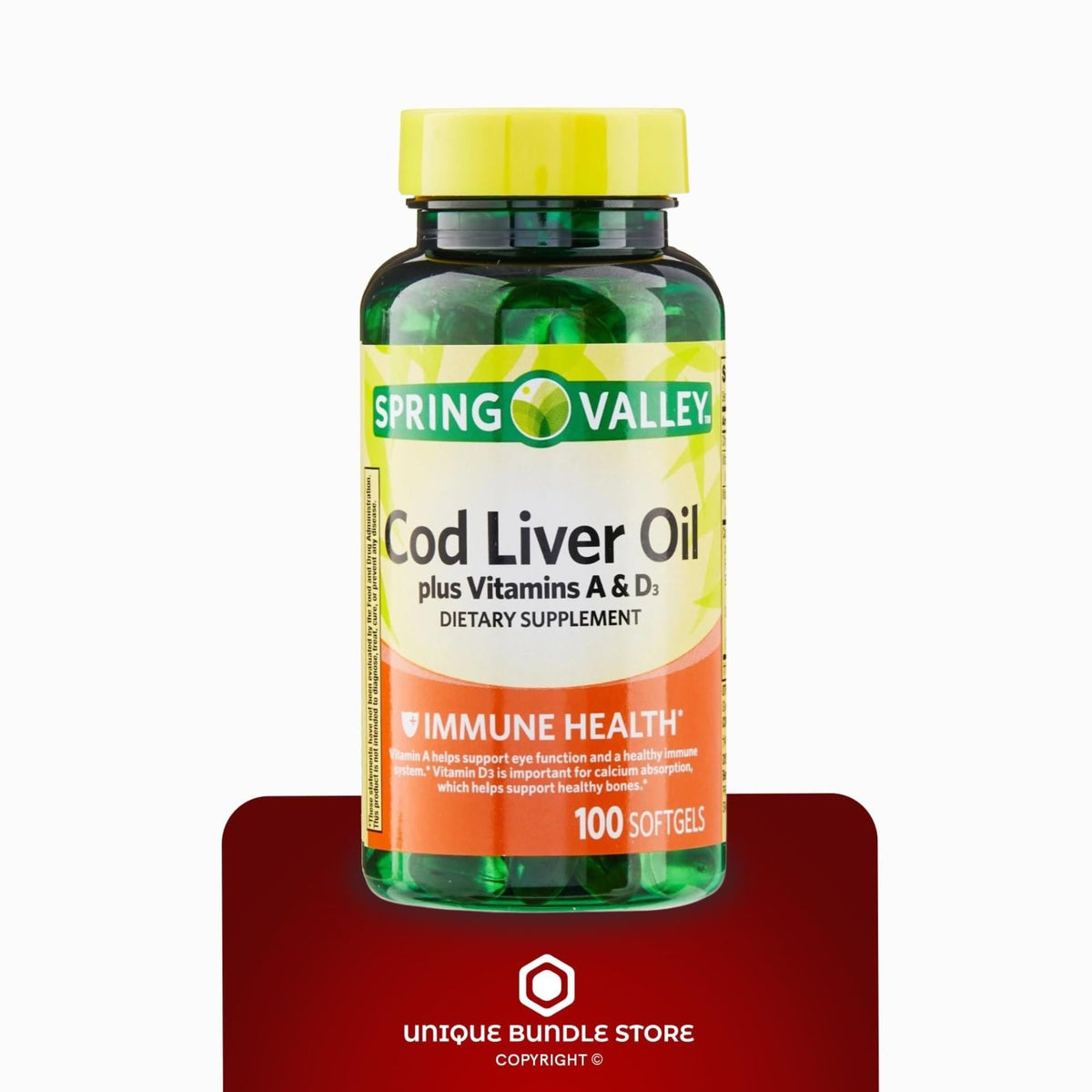Cod Liver Oil Vitamins A & D3 100 Softgels Dietary Supplement Z84628