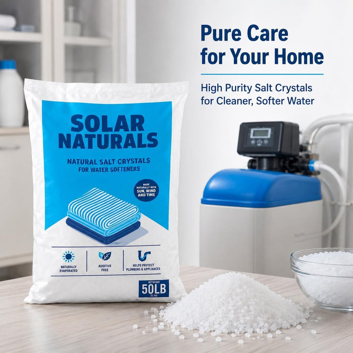 Natural Salt Crystals for Water Softeners, 50lb F6355