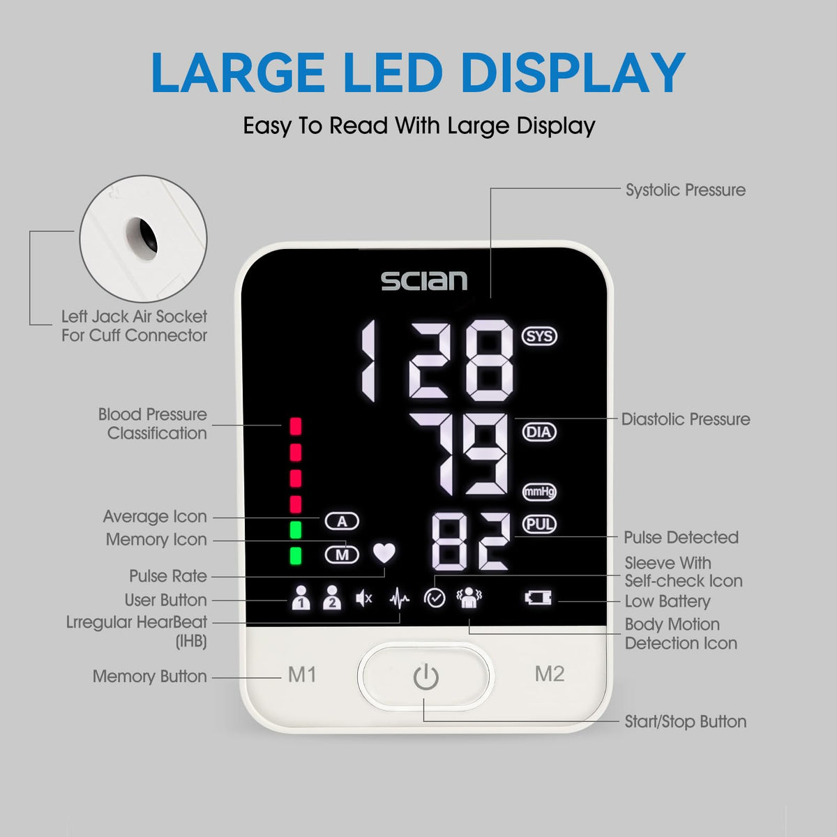 Automatic Blood Pressure Monitor Arm Cuff with LED Display B991