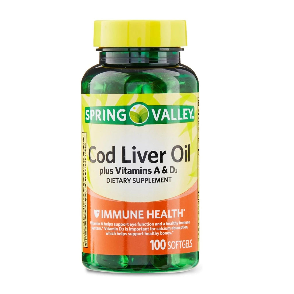 Cod Liver Oil Vitamins A & D3 100 Softgels Dietary Supplement Z84628