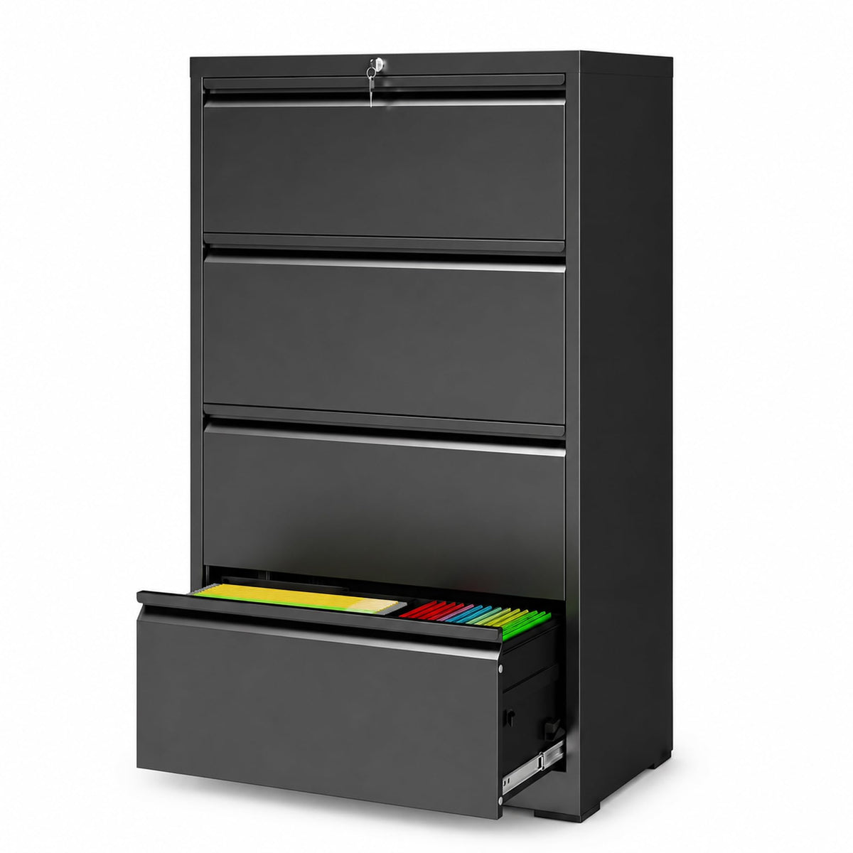 4 Drawer Black Metal File Cabinet with Lock E4568