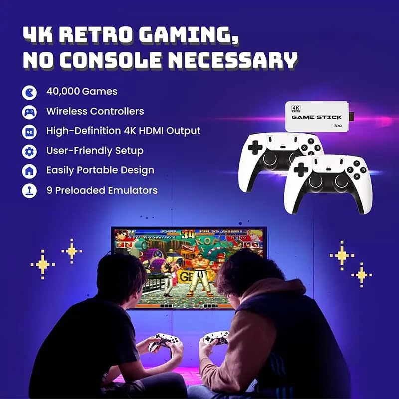 4K Wireless Retro Game Stick with 40000 Games and 26 Emulators N7505