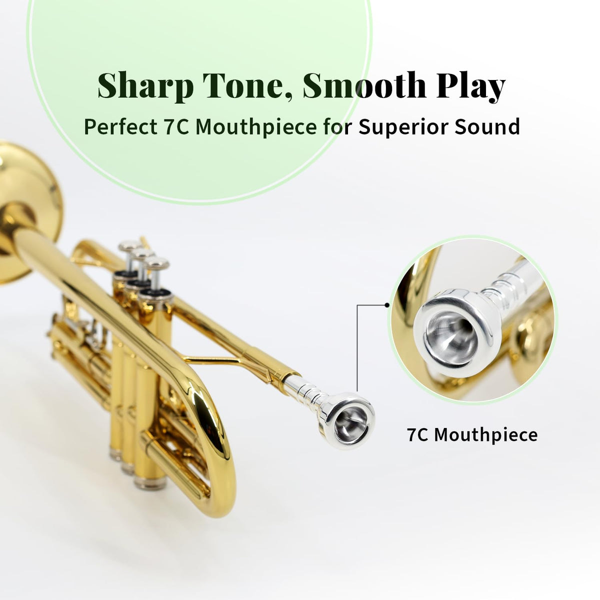 Trumpet Set with Hard Case, Mouthpiece, Cleaning Kit, Brass E699