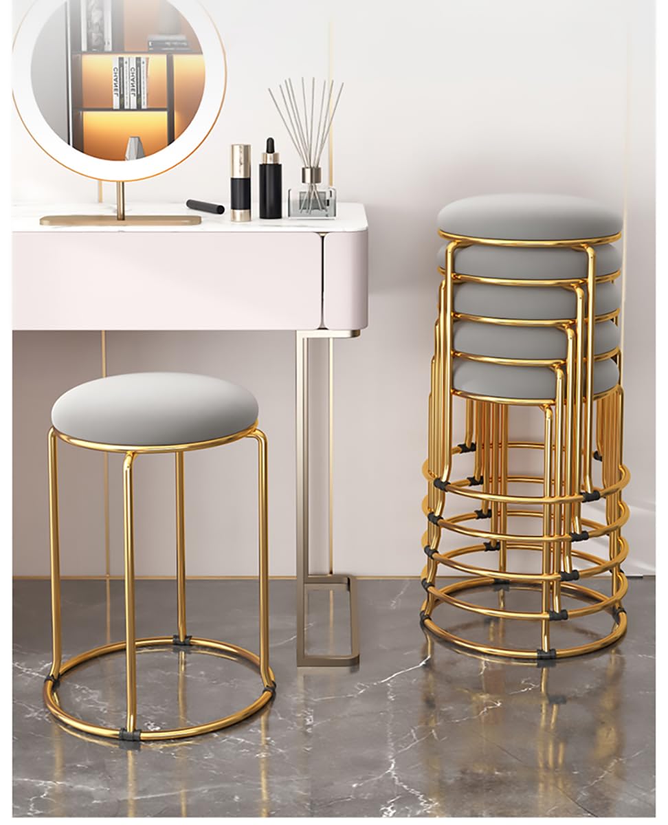 Carbon Steel Stacking Stool Set with Padded Seat, 4-Piece, Grey H518