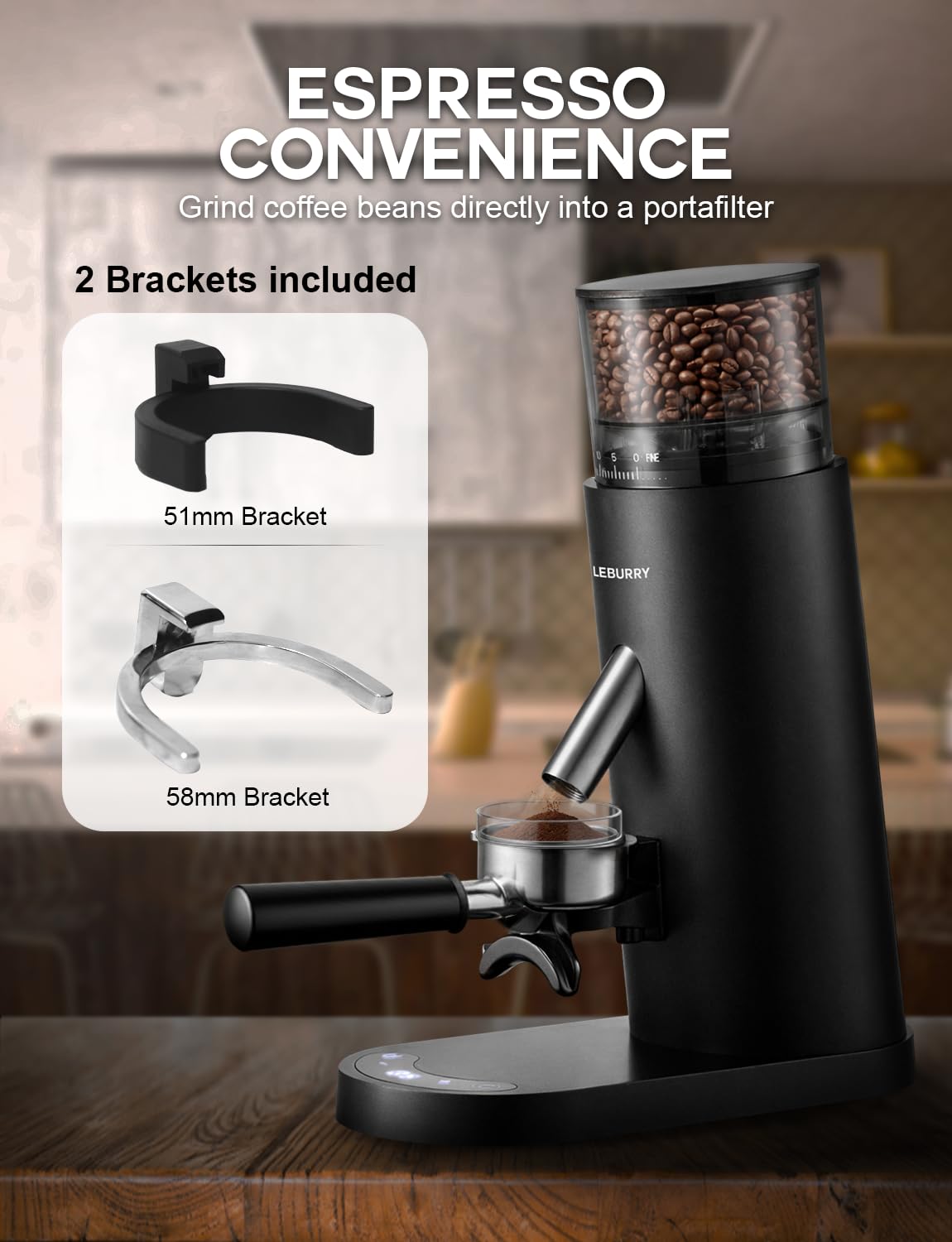 Portable Electric Burr Coffee Grinder with 60 Grind Settings C6797