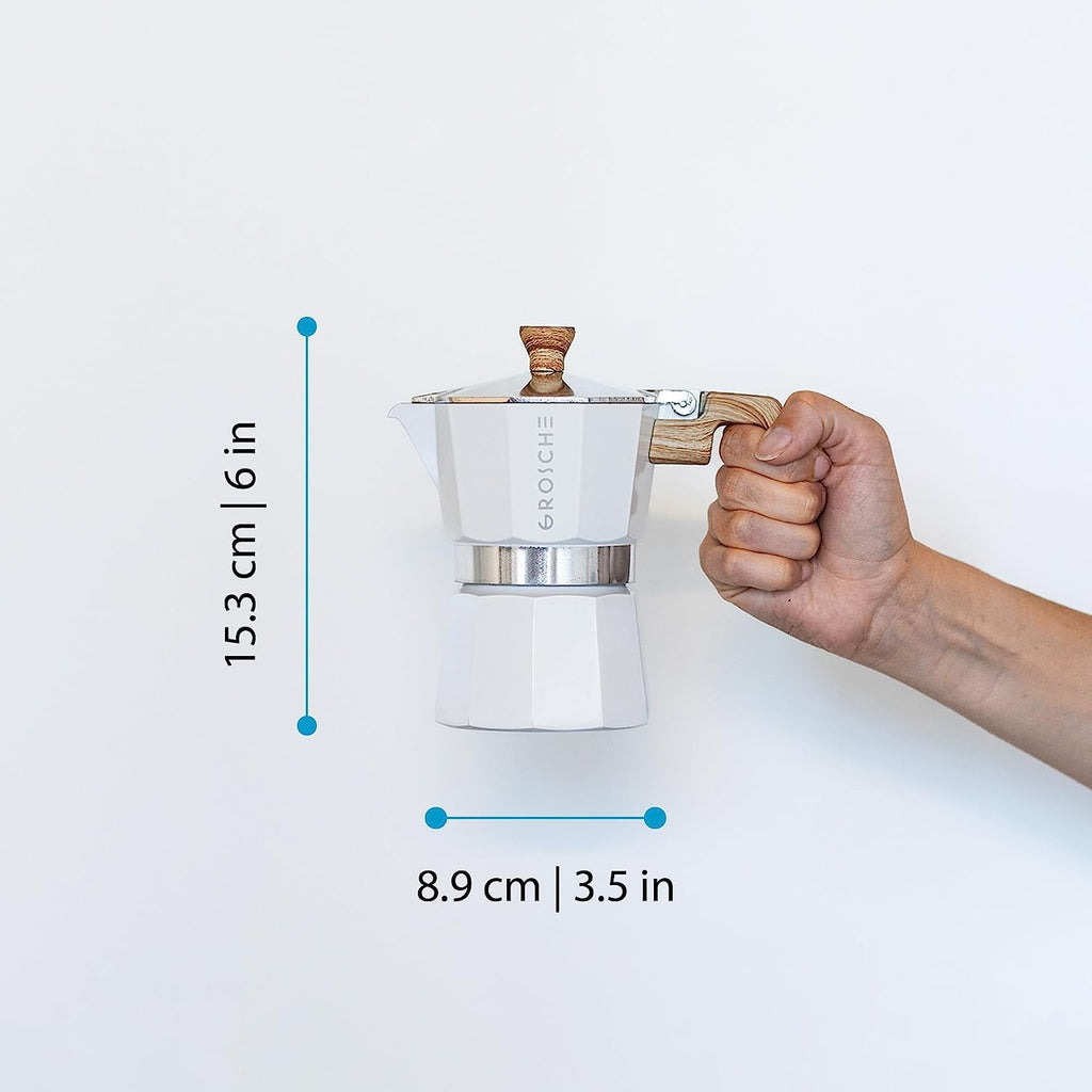 Stovetop Espresso Maker Moka Pot 5 oz White C93882