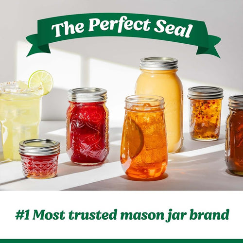 16oz Regular Mouth Glass Canning Jars With Lids, 12 Count R674