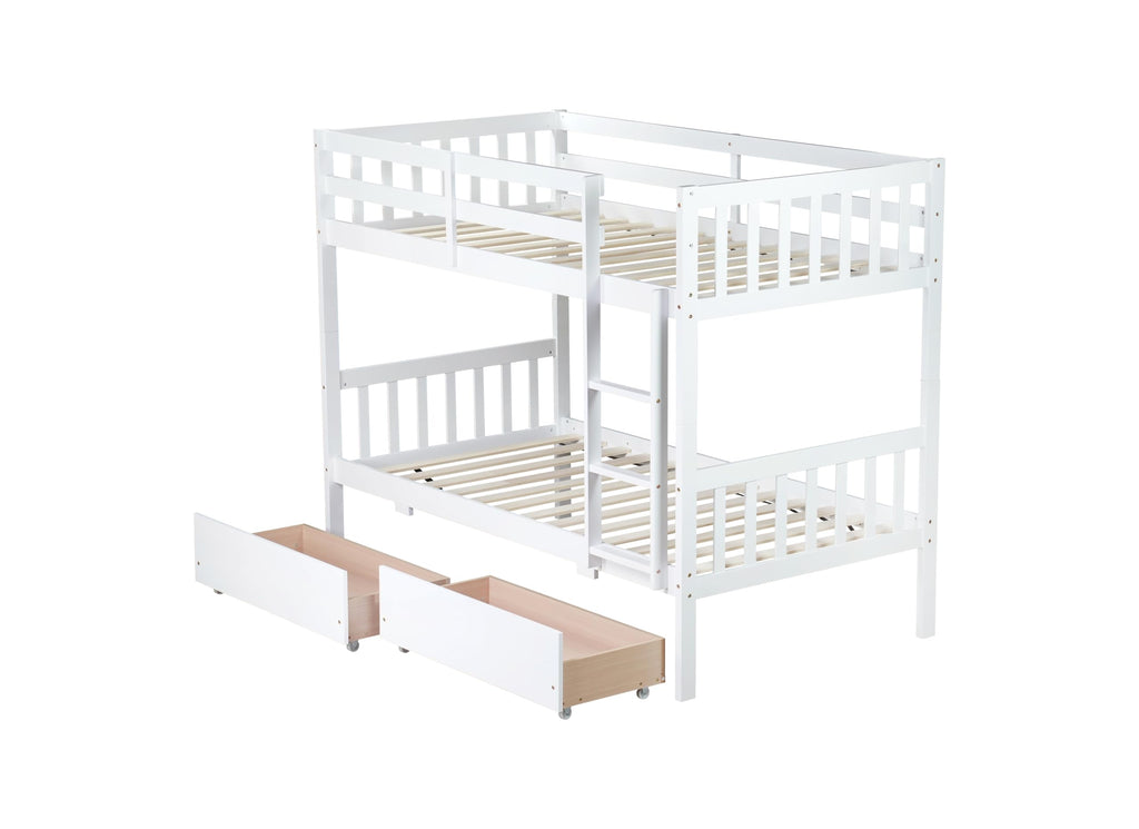 Twin Over Twin Bunk Bed with Storage J629