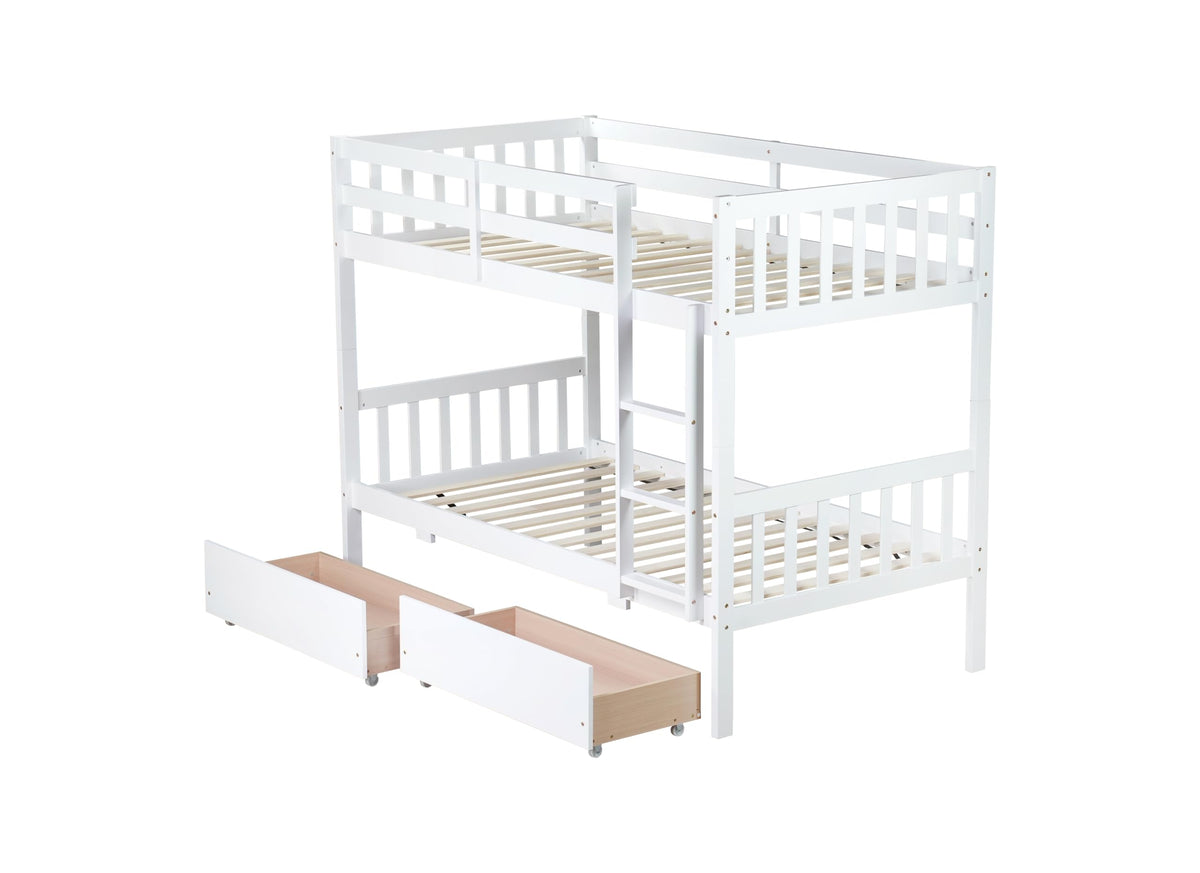 Twin Over Twin Bunk Bed with Storage J629