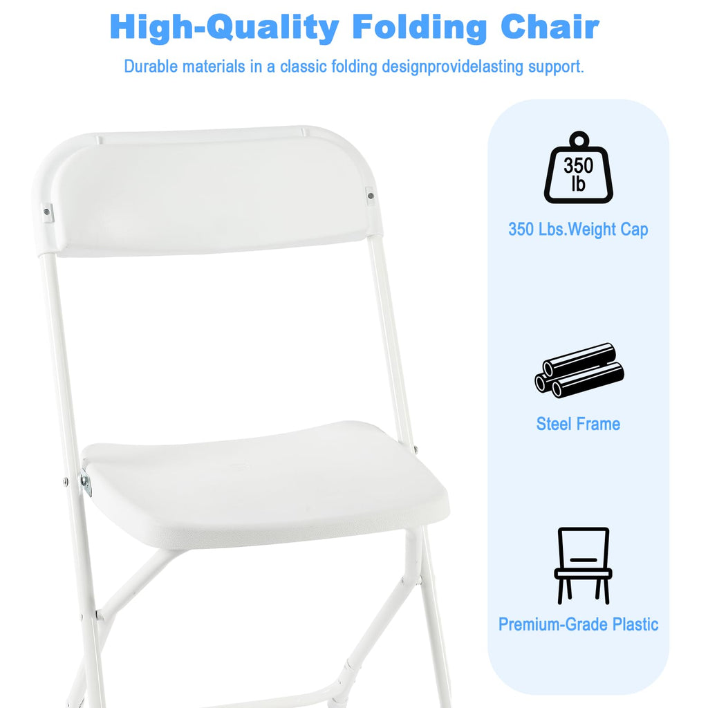 White Plastic Folding Chairs, 10 Pack N276338