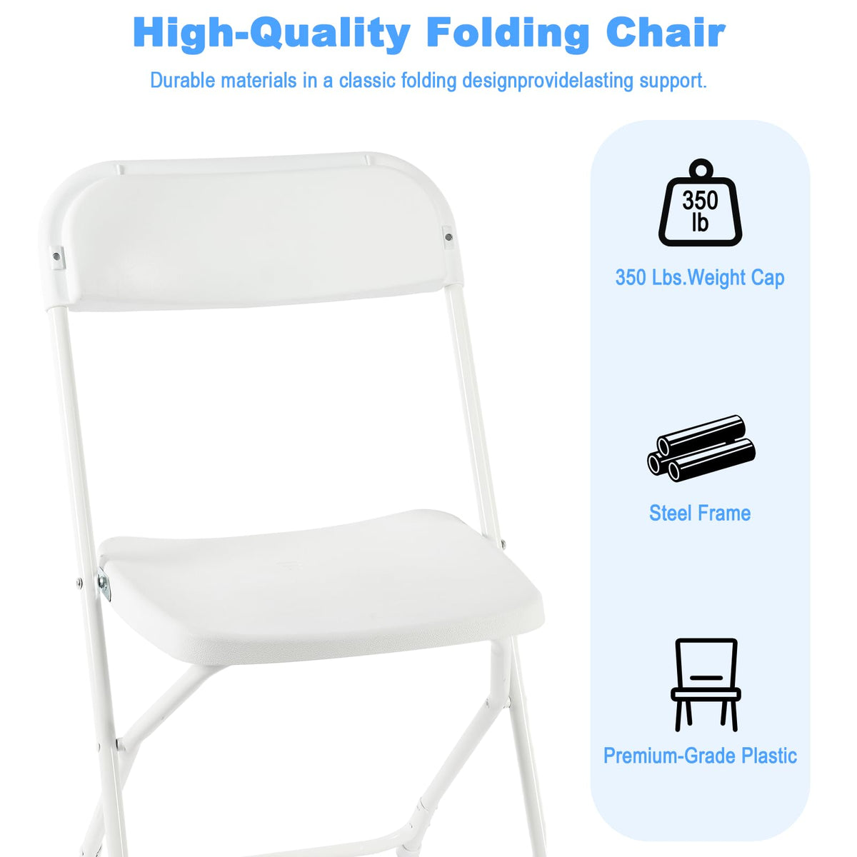 White Plastic Folding Chairs, 10 Pack N276338