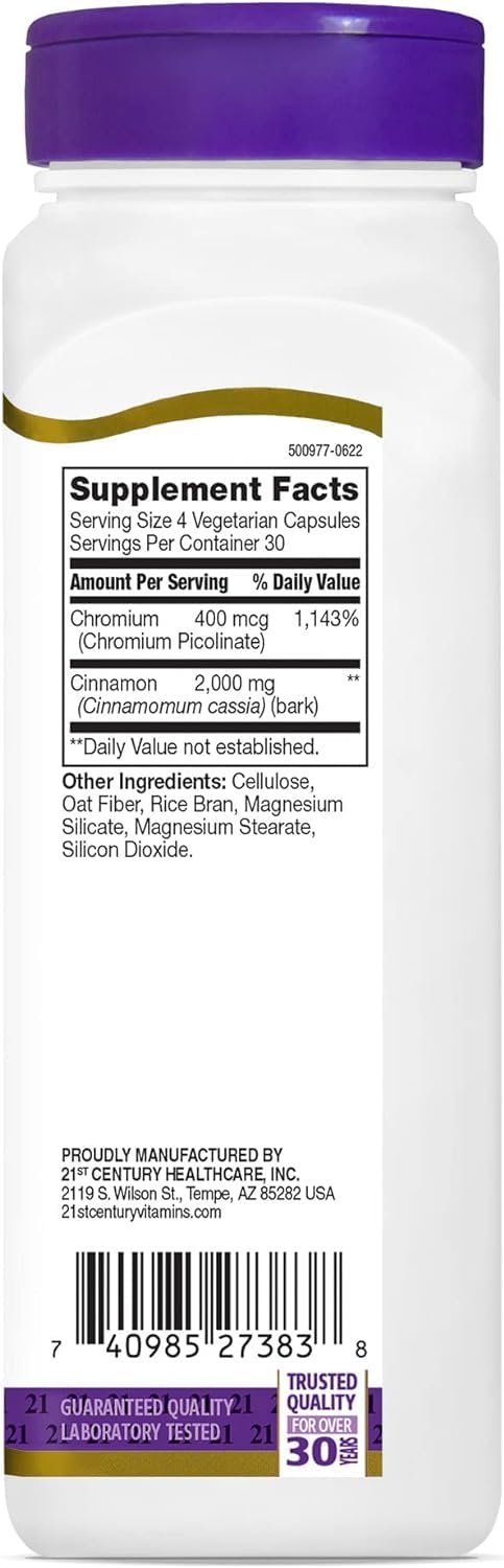 Cinnamon 2000 mg Vegetarian Capsules 120 Count Pack of 2 G2394