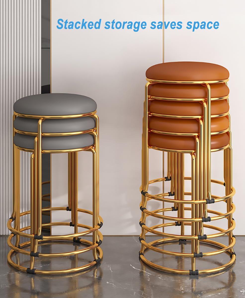 Carbon Steel Stacking Stool Set with Padded Seat, 4-Piece, Grey H518