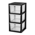 Black 3 Drawer Plastic Storage Tower H96367