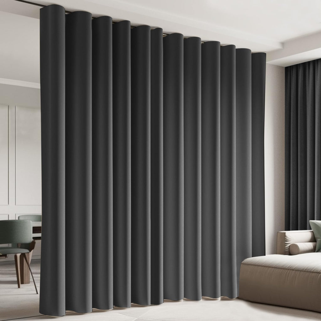Blackout Room Divider Curtains with Hooks 1 Panel W100 × L84 Inch Black P415