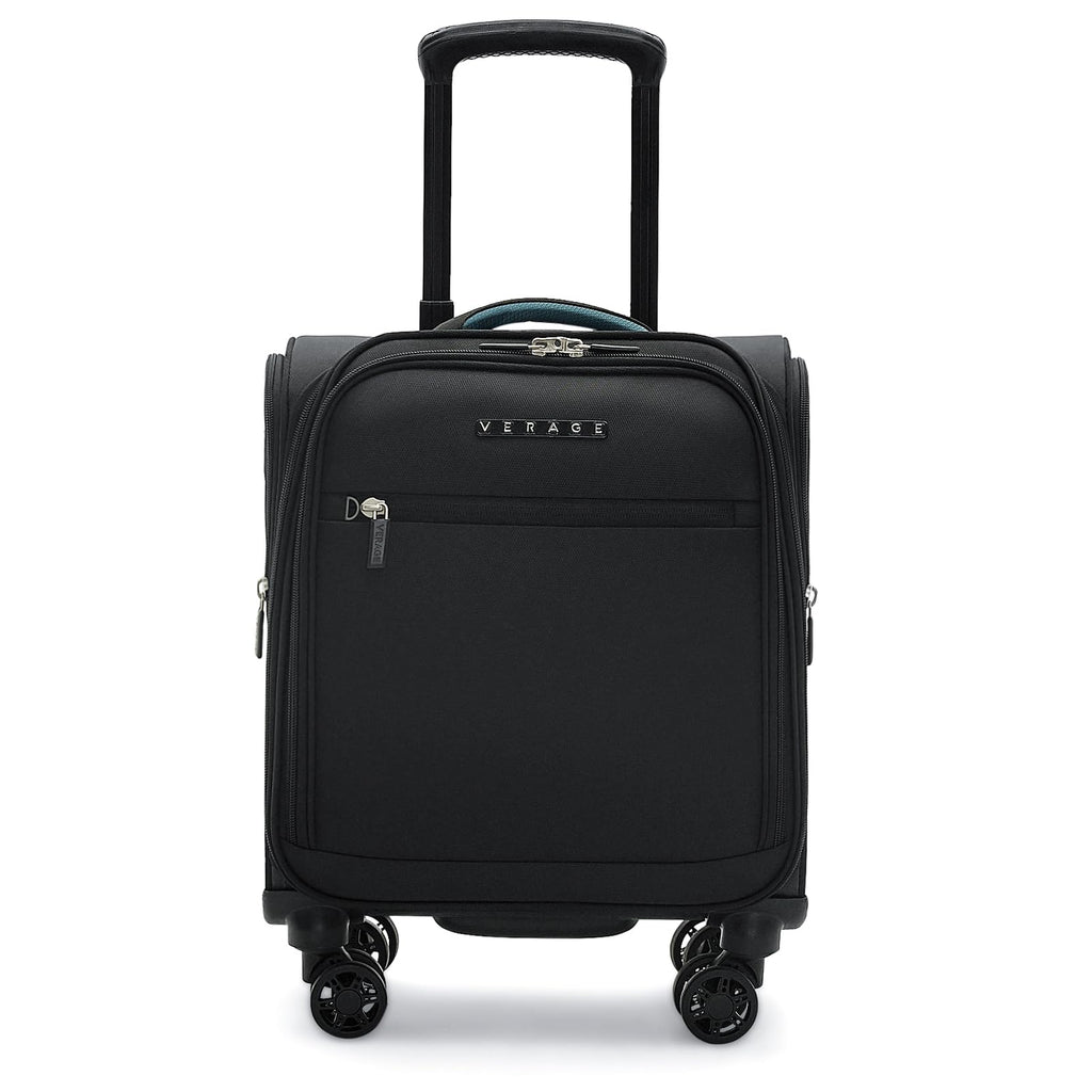 14 inch Black Softside Underseat Carry On Luggage with Wheels R8503