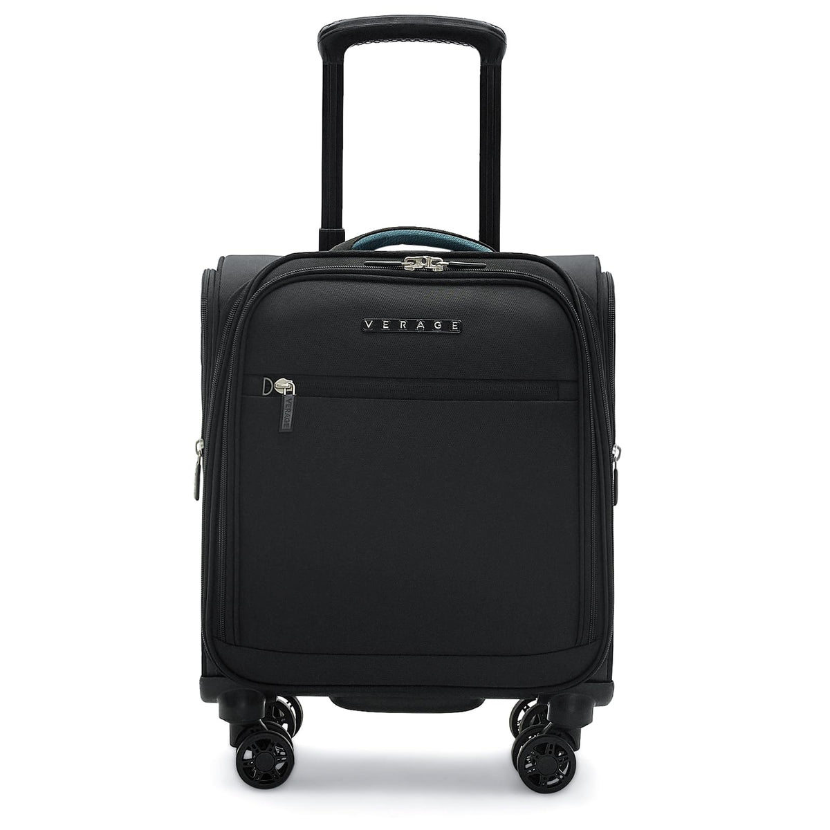 14 inch Black Softside Underseat Carry On Luggage with Wheels R8503