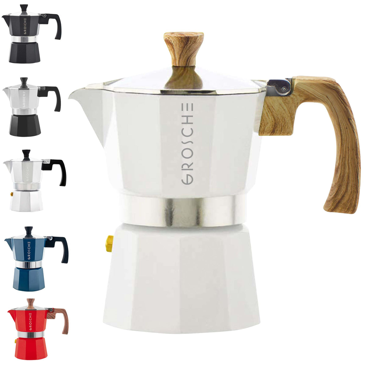 Stovetop Espresso Maker Moka Pot 5 oz White C93882