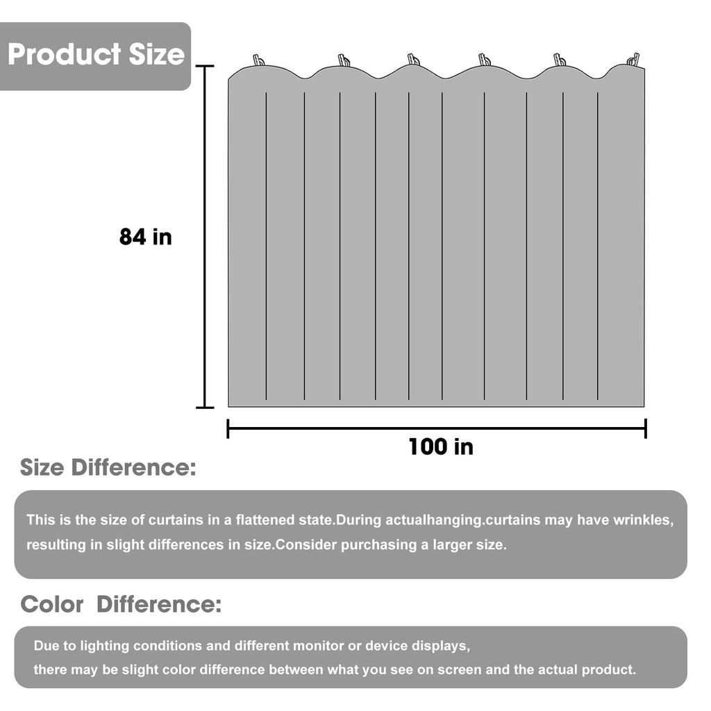 Blackout Room Divider Curtains with Hooks 1 Panel W100 × L84 Inch Black P415