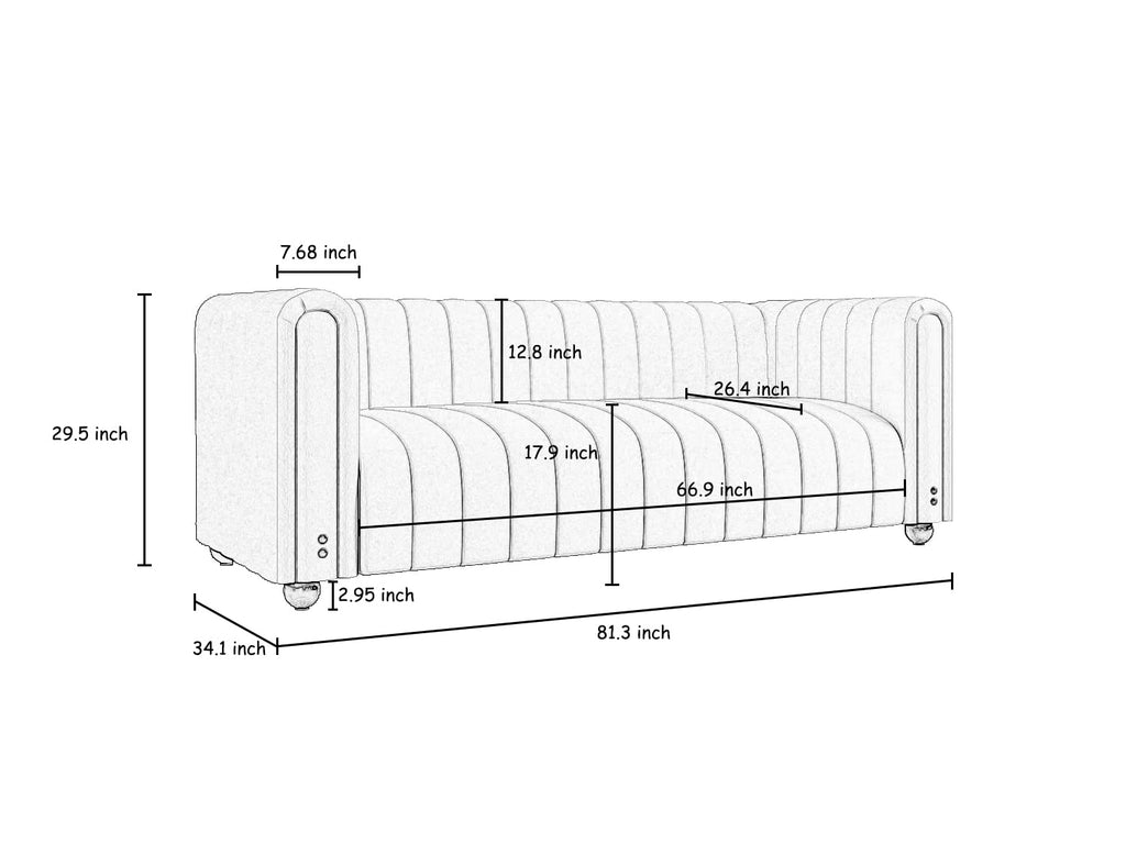 Blue Tufted Velvet Sofa with Metal Legs R6358