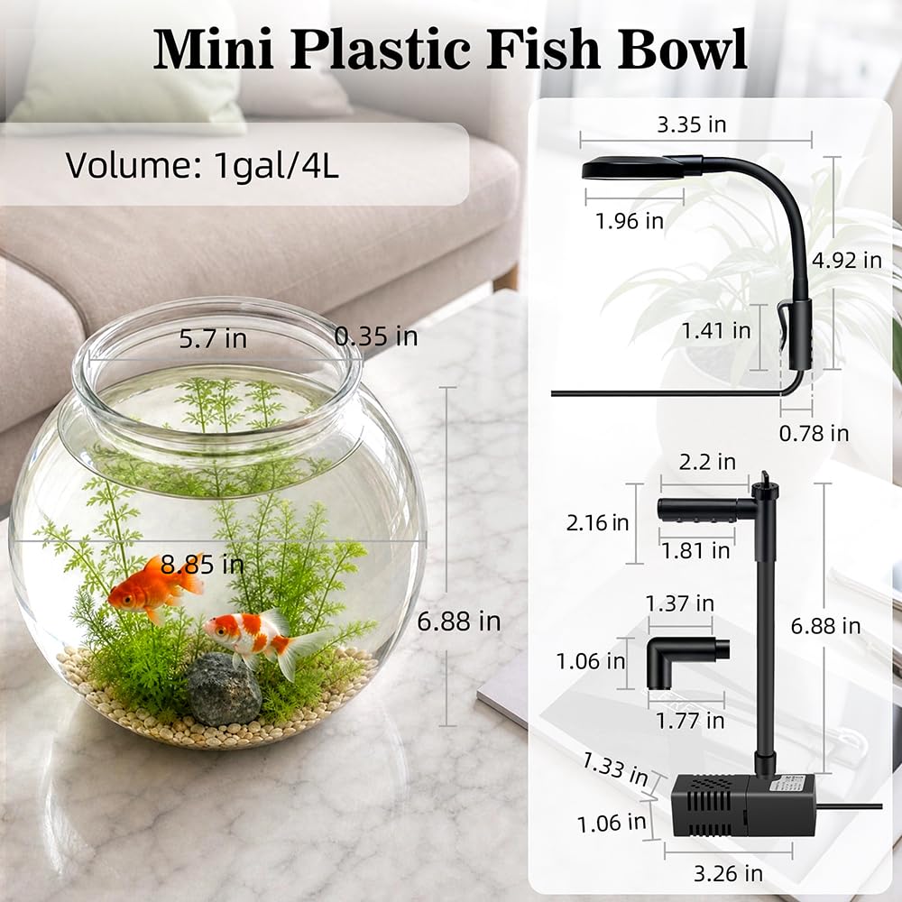 1 Gallon Plastic Aquarium Starter Kit with USB Filtration and Lighting P386134