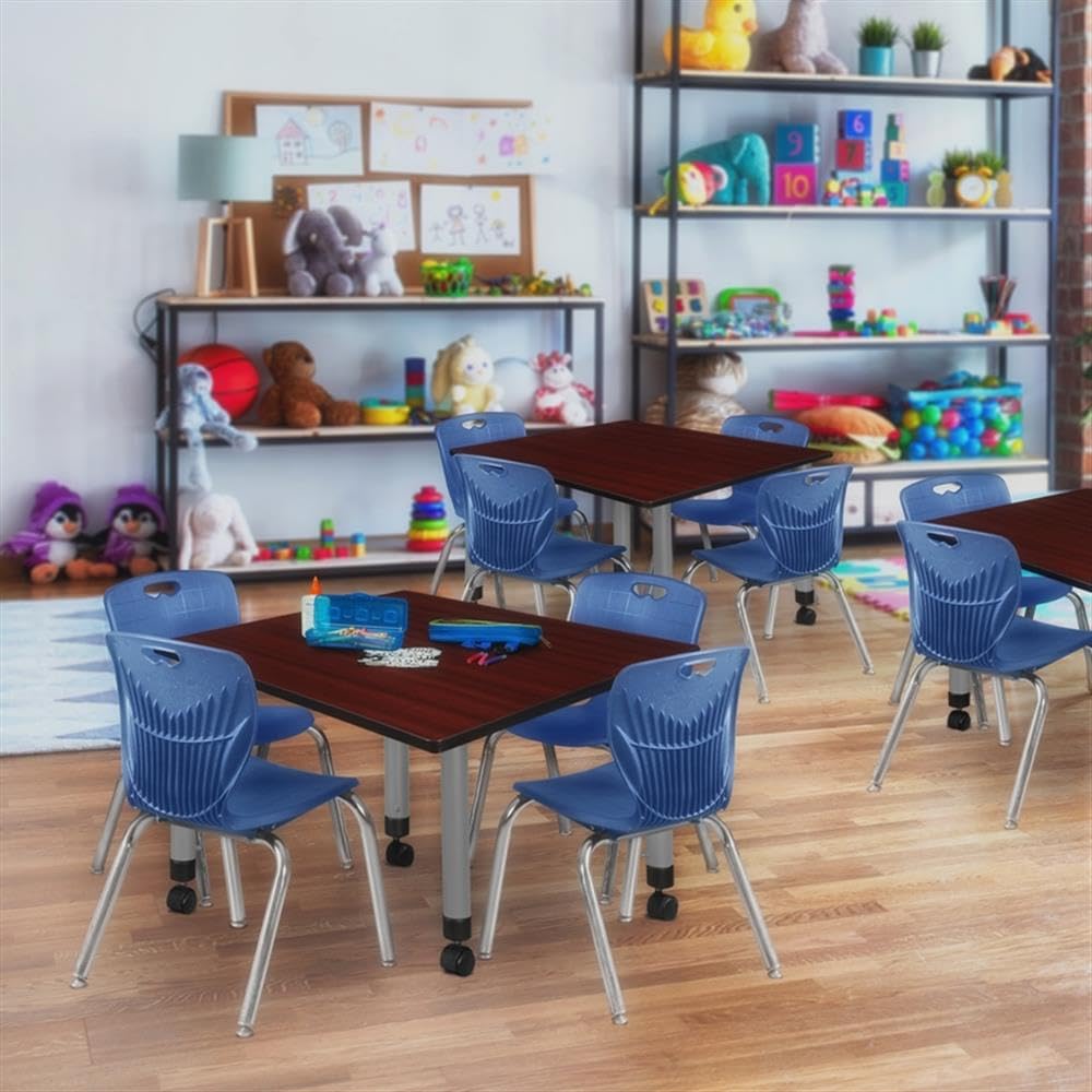 Square Mobile Table & 4 Stack Chairs D285