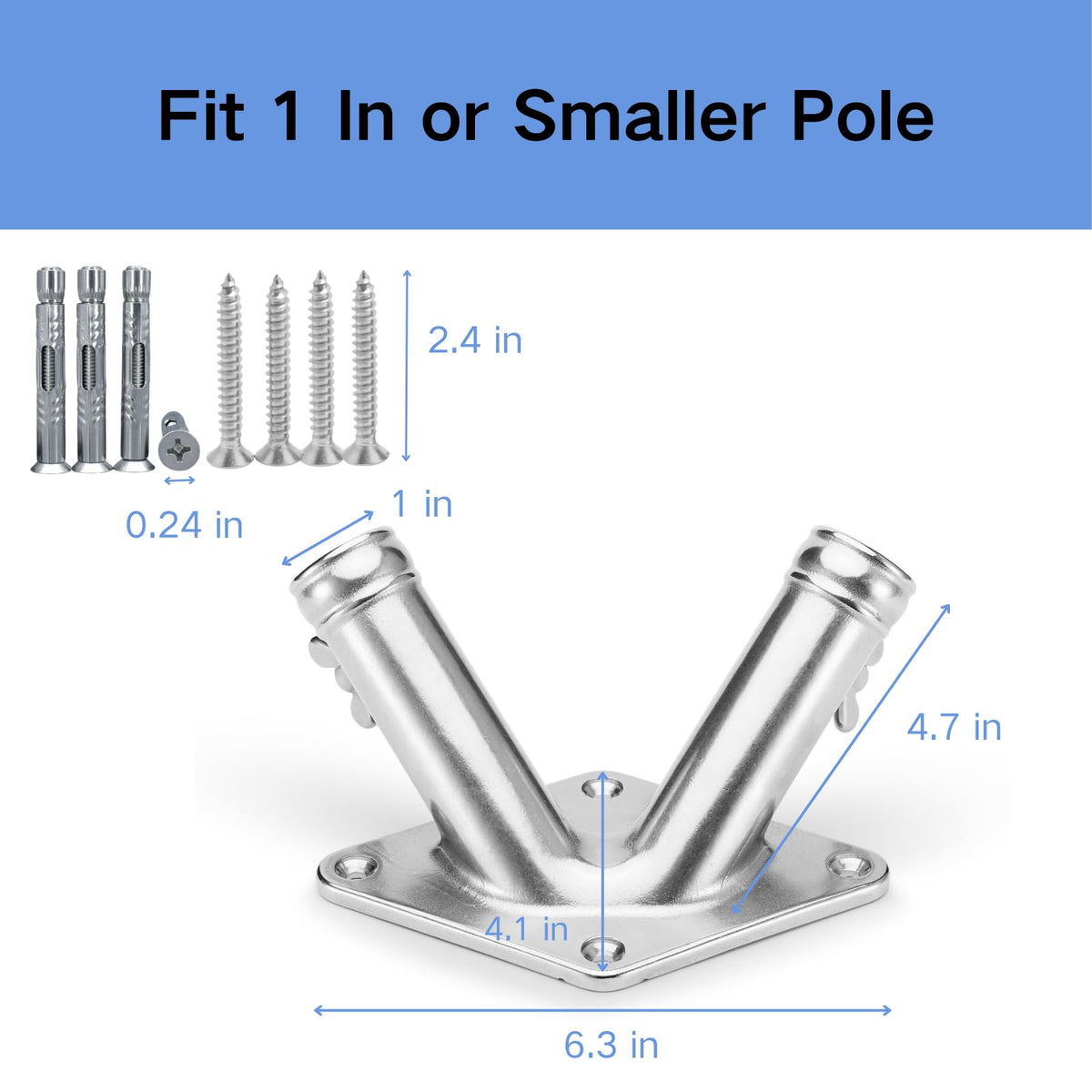 Double Flag Pole Holder 316 Stainless Steel Heavy Duty C60187