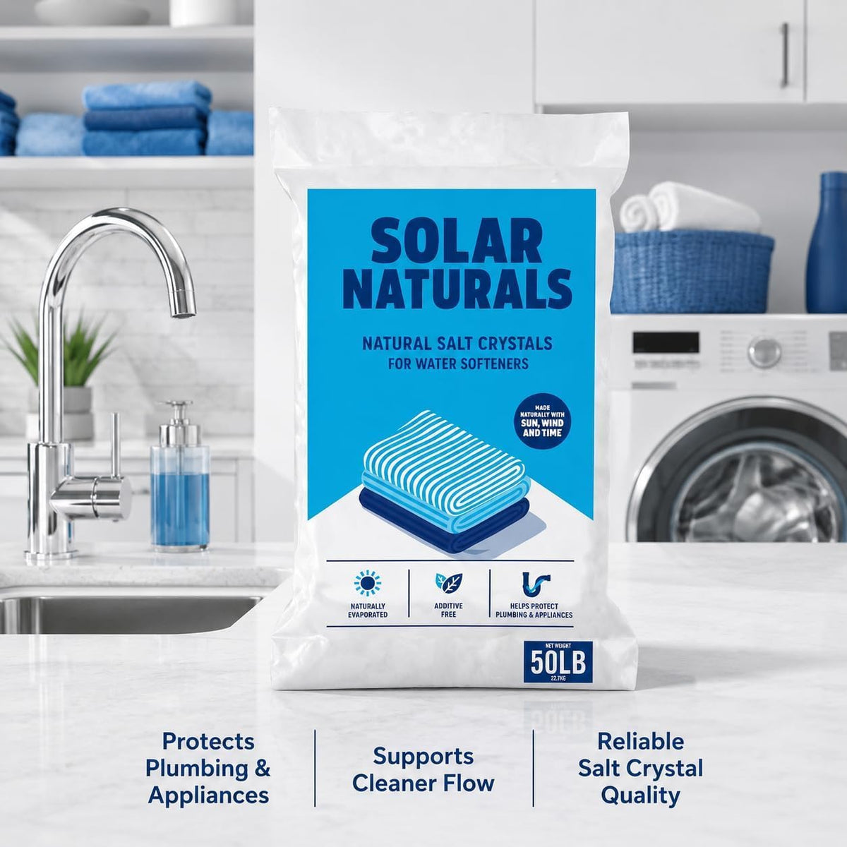 Natural Salt Crystals for Water Softeners, 50lb F6355