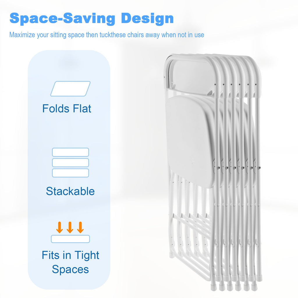 White Plastic Folding Chairs, 10 Pack N276338