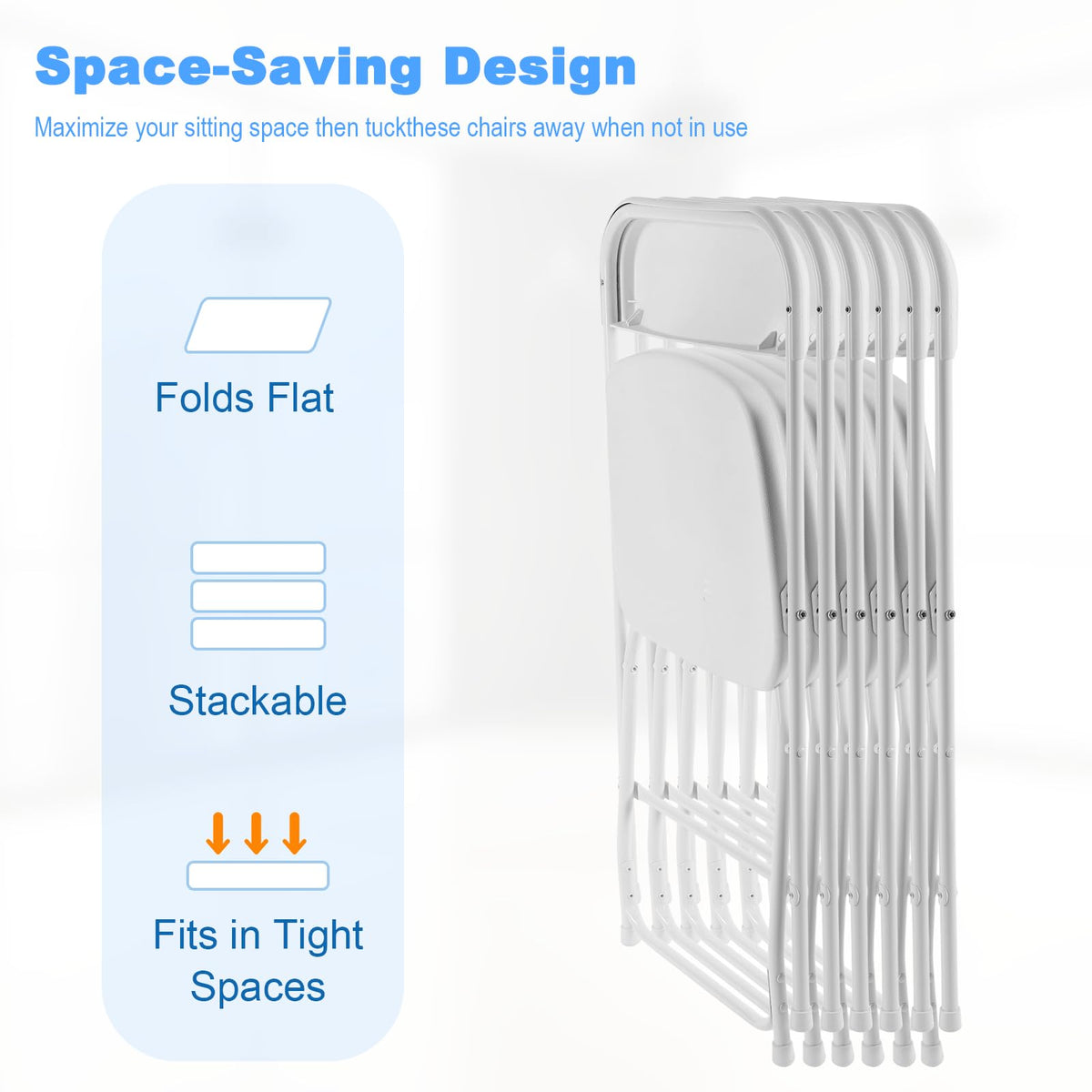 White Plastic Folding Chairs, 10 Pack N276338